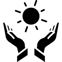 pictogramme de deux mains et un soleil